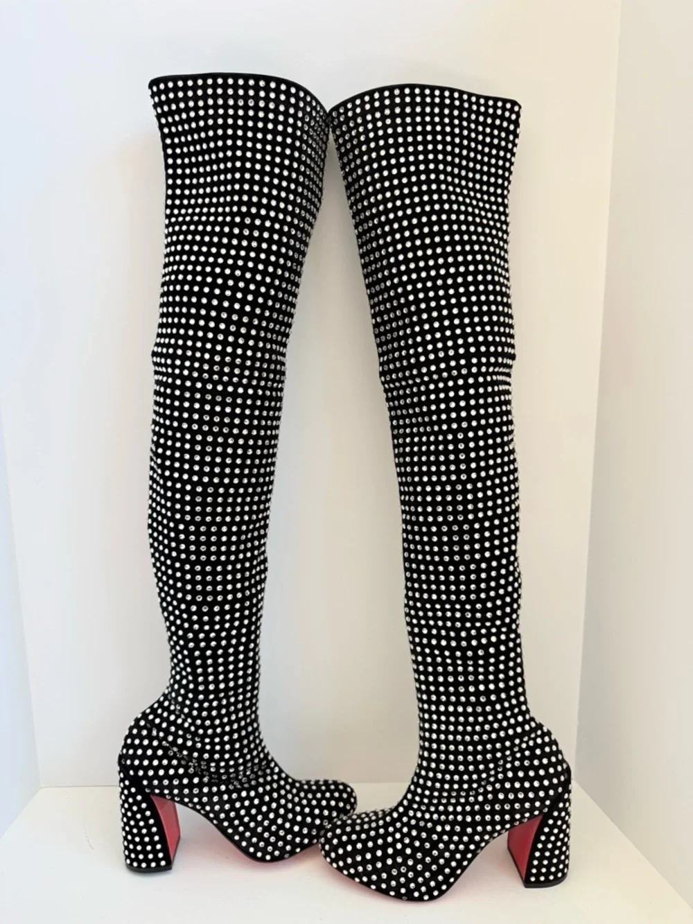 Christian Louboutin 2024 Jane Botta Alta Strass Crystal OTK Tall Boots EU 39.5